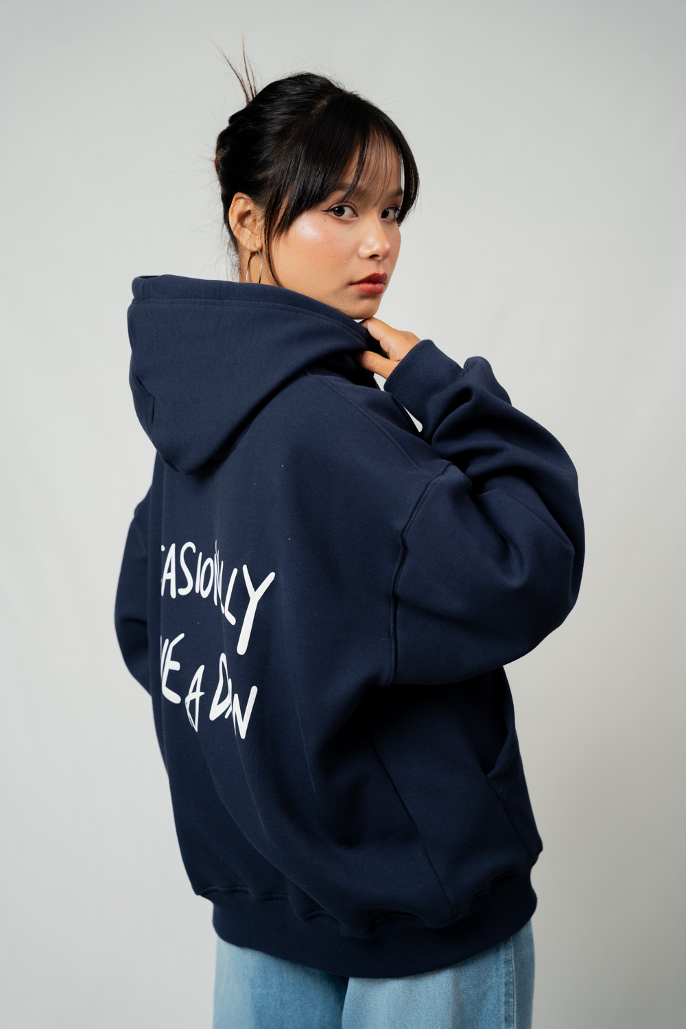DAMN Navy Blue Oversized Hoodie